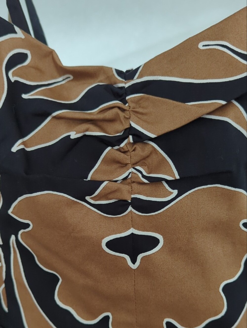 White House Black Market Black & Brown Floral Wrap-Style Midi Dress - Picture 3 of 11